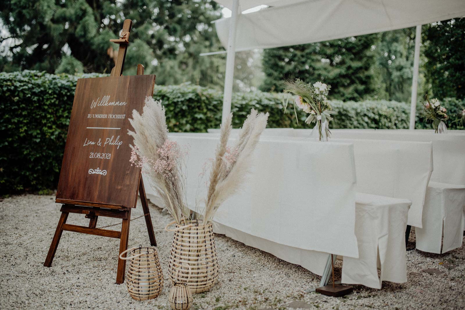 dekotipps boho hochzeit pmit pampasgras